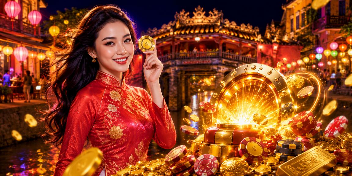 Phụ nữ mặc áo dài tại Hội An tham gia trò chơi giải trí và xổ số trực tuyến buổi tối